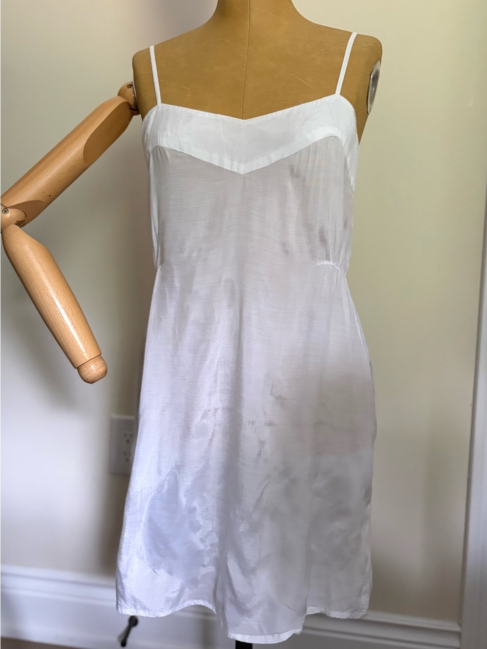 White 100% Silk Dress with Adjustable Spaghetti Straps